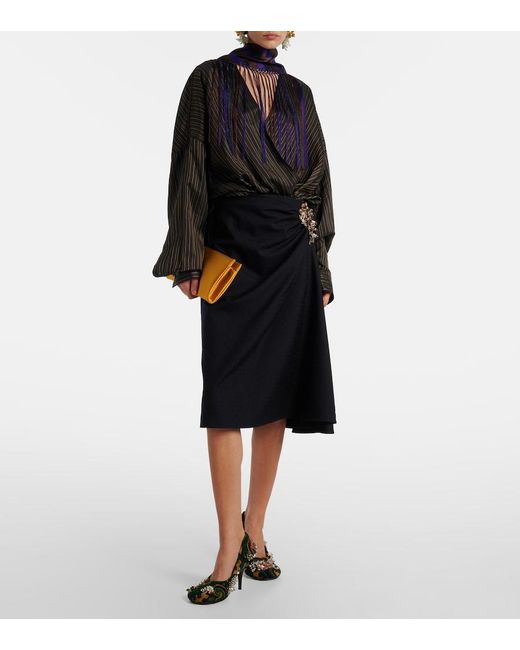 Dries Van Noten Black Embellished Jacquard Pumps