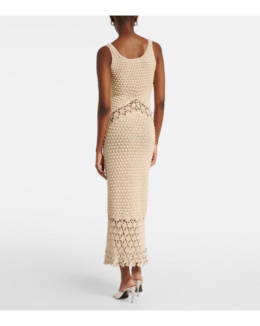 Rabanne Natural Embellished Crochet Cotton Midi Dress
