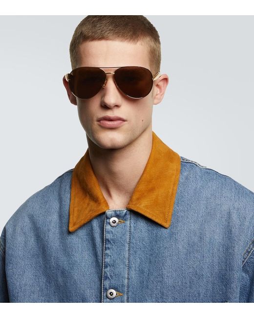 Bottega Veneta Brown Aviator Sunglasses for men