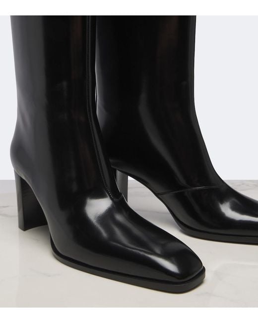 Saint Laurent Black Louis Leather Knee-High Boots
