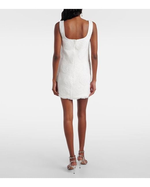 Self-Portrait White Embellished Floral Tulle Minidress