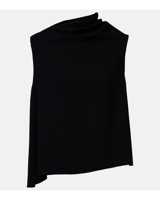 Vince Black Draped Asymmetric Crepe Top