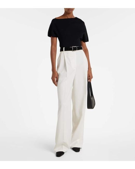 Rohe White Wool-Blend Wide-Leg Pants