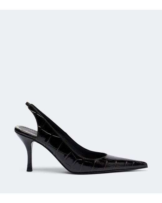 Magda Butrym Black Croc-Effect Leather Slingbacks