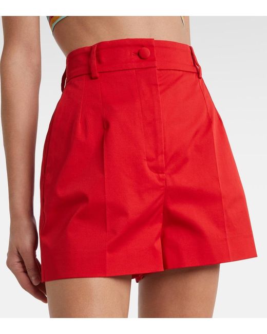 Dolce & Gabbana Red High-Rise Cotton-Blend Shorts