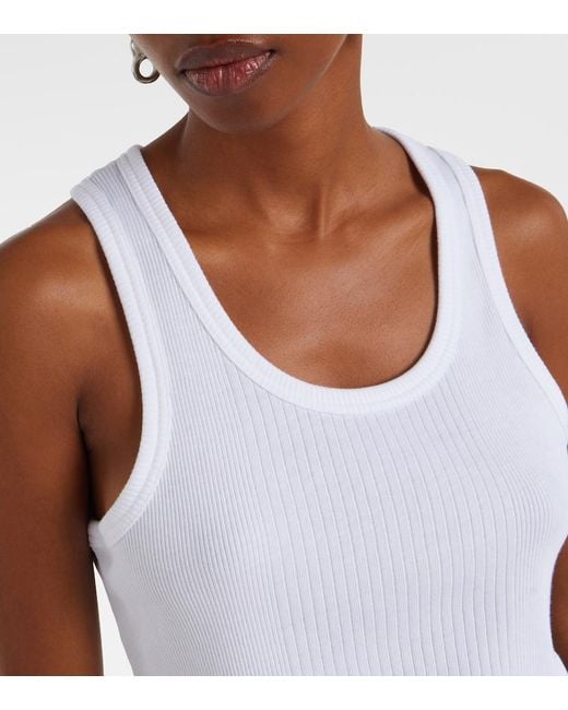 Jean Paul Gaultier White Ribbed-Knit Cotton Jersey Bra Top