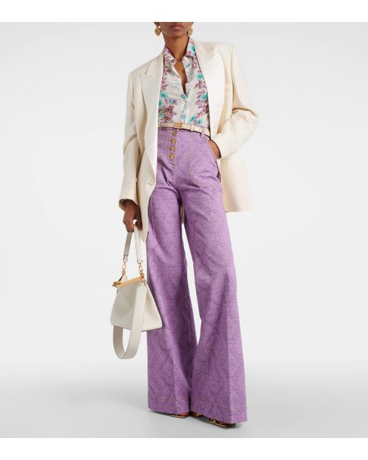 Etro Purple Printed Flared Jeans