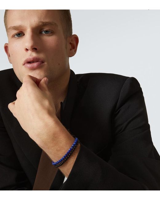 Mateo Blue Set Of 2 14Kt Beaded Bracelets With Lapis Lazuli And Onyx for men