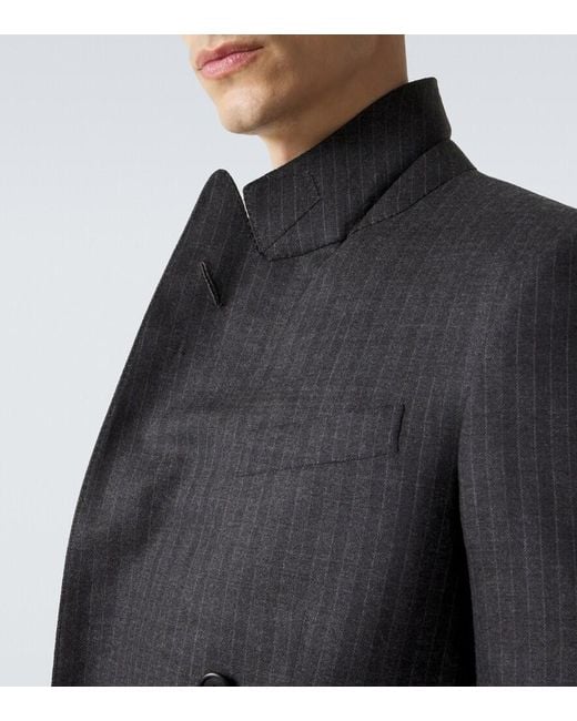 Tom Ford Black Herringbone Wool Blazer for men