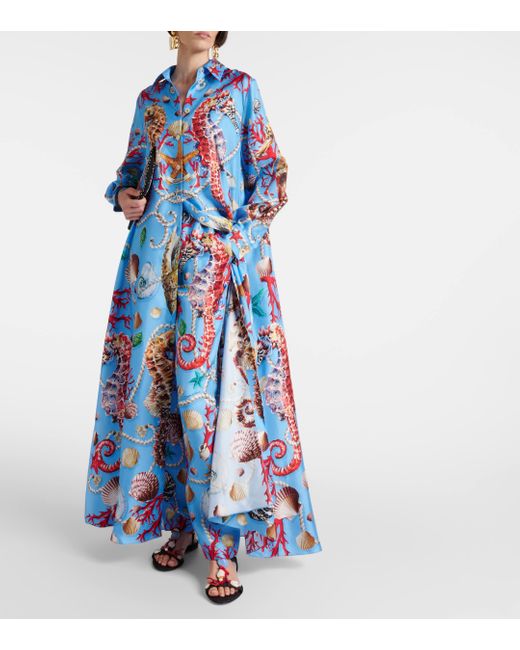 Dolce & Gabbana Blue Capri Printed Silk Kaftan