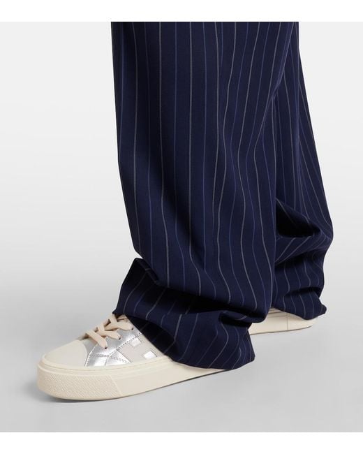 Hogan White Crosswind Metallic Leather Sneakers