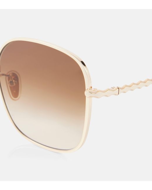 Chloé Brown Scalloped Square Sunglasses