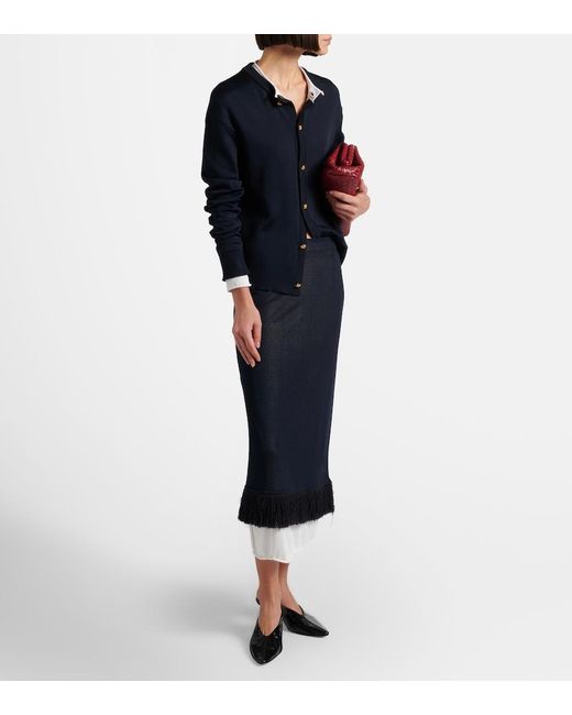 Bottega Veneta Black Knitted Silk Midi Skirt