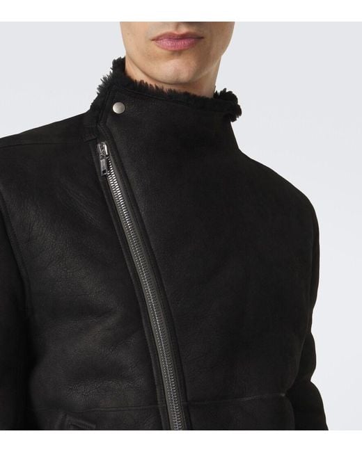 Rick Owens Black Hollywood Flight Leather Jacket for men