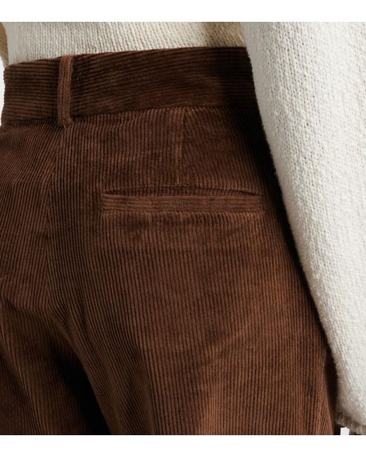 AYA MUSE Brown Aven Cotton-Blend Corduroy Wide-Leg Pants