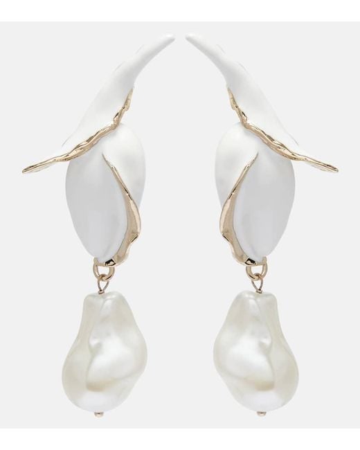 Orecchini Pendenti Con Perle di Erdem in White