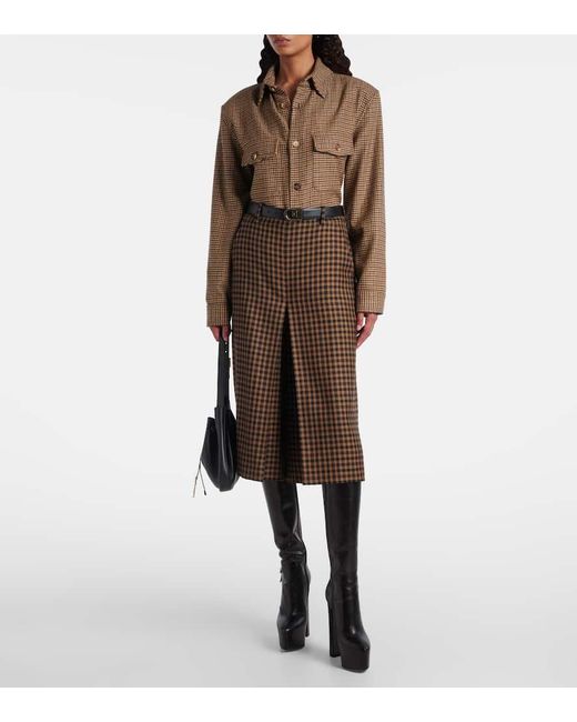 Surchemise En Laine Melangee A Carreaux Saint Laurent en coloris Multicolor