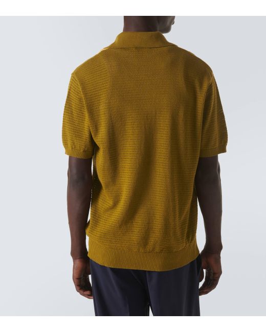 Frescobol Carioca Yellow Clemente Pointelle Cotton Polo Shirt for men
