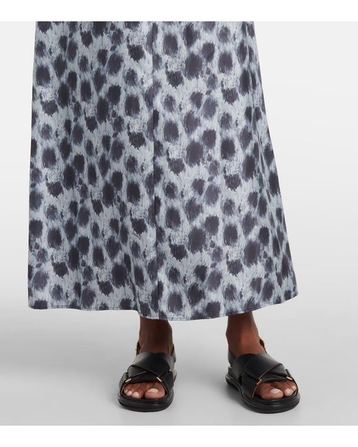 Vestido Largo De Seda Estampado Marni de color Blue