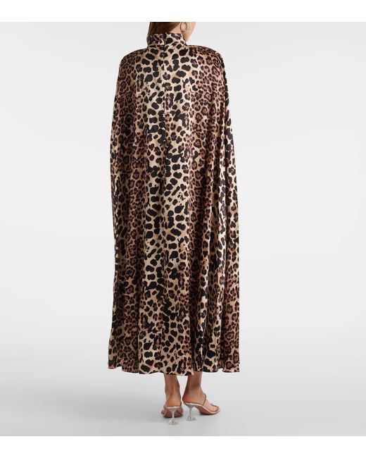 Rodarte Multicolor Leopard-Print Caped Silk Charmeuse Gown