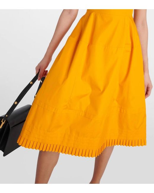 Marni Yellow Pleated Cotton Midi Dress