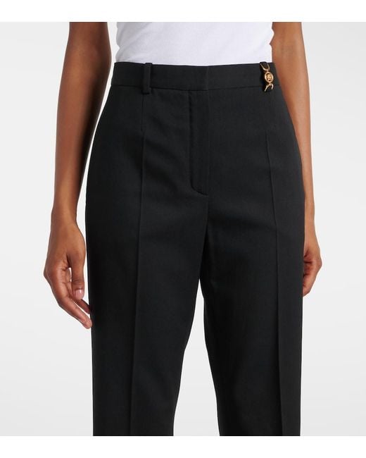 Versace Black High-Rise Wool-Blend Flared Pants