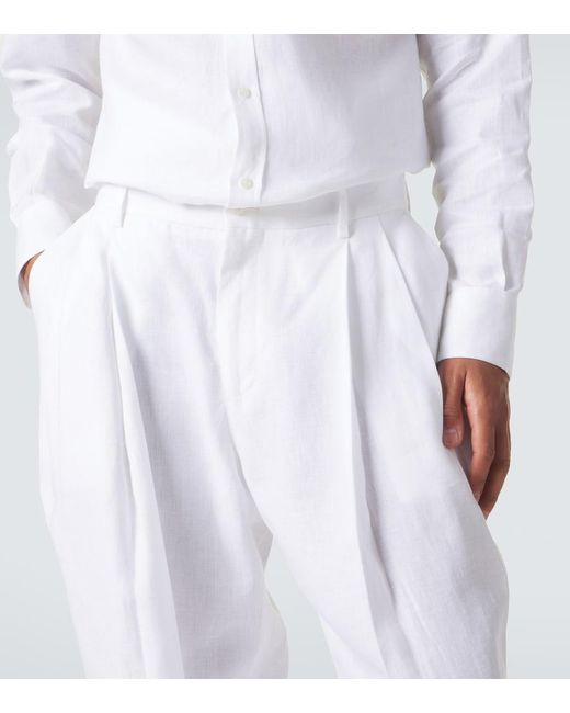 Dolce & Gabbana White Linen Tapered Pants for men