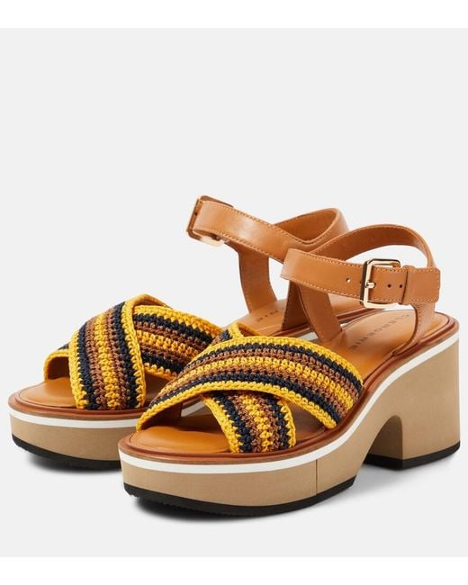 Robert Clergerie Brown Carya Crochet Platform Sandals
