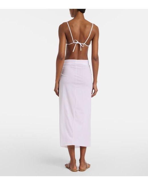 ViX White Karen Draped Midi Skirt