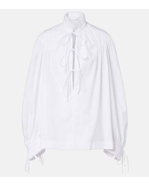 Dries Van Noten White Ruffled Cotton Blouse