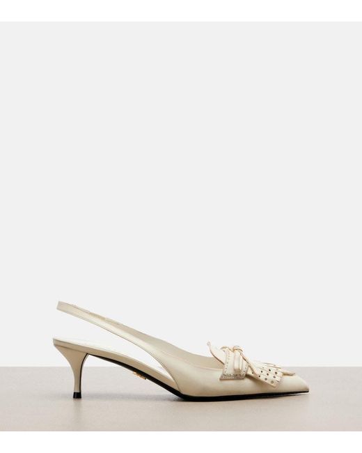 Prada White Slingback-Pumps Aus Leder