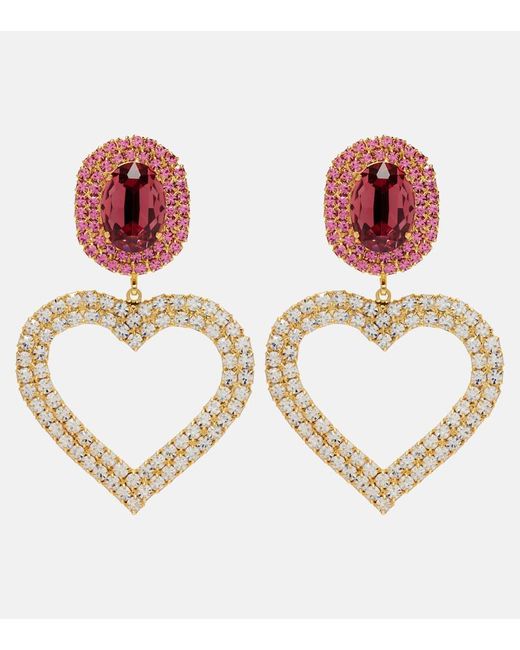 Magda Butrym Pink Crystal-Embellished Clip-On Earrings