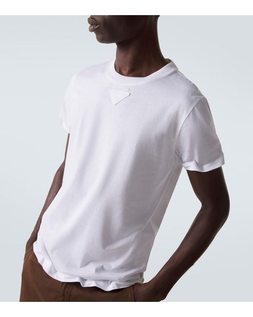 Prada White Cotton Jersey T-Shirt for men