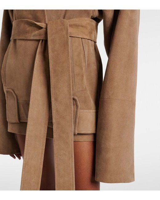 Khaite Brown Alder Belted Suede Jacket
