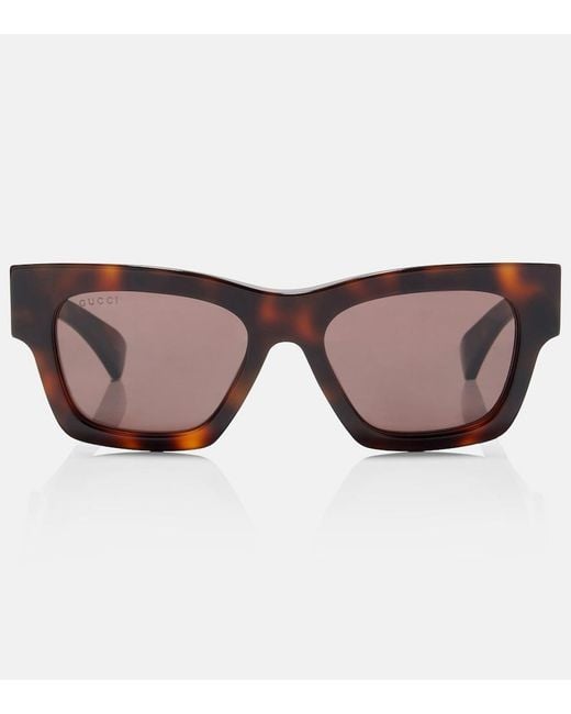 Gucci Brown Eckige Sonnenbrille Lettering