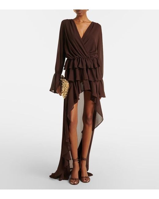 Bananhot Purple Giselle Asymmetric Tiered Maxi Dress