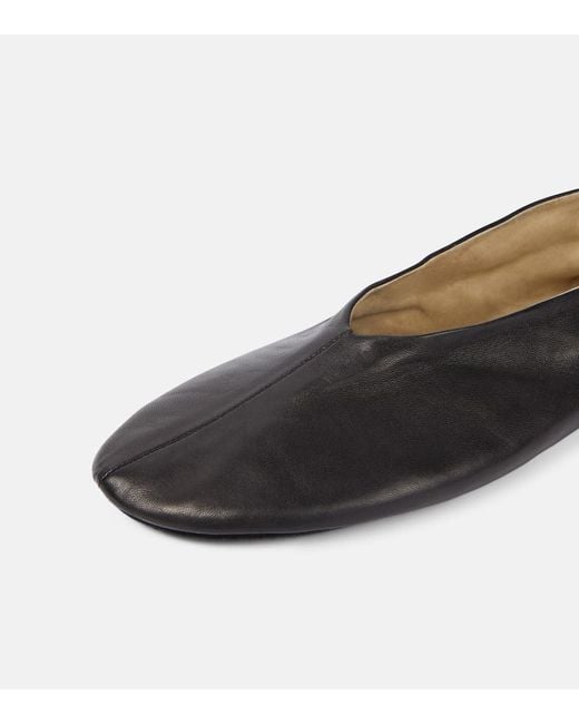 The Row Black Slip-Ons Aus Leder