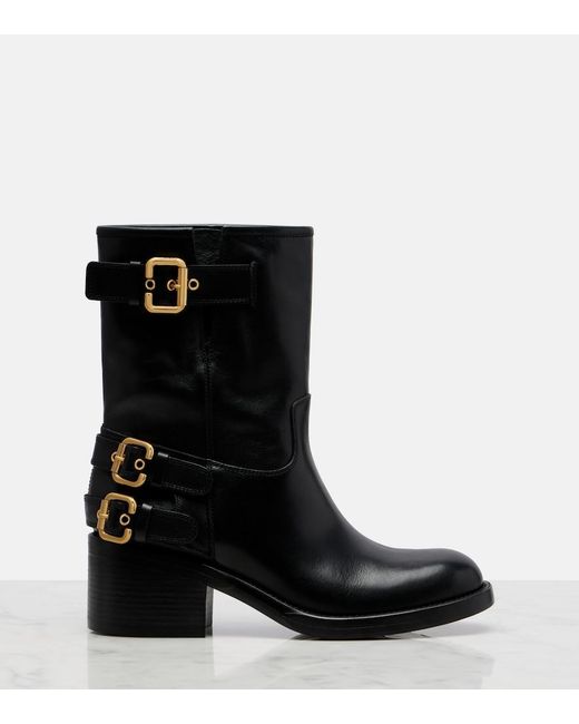 Chloé Black Dakota Leather Biker Boots