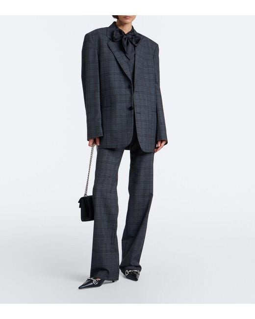 Gucci Black Oversized Checked Wool Blazer