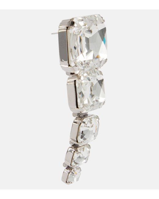 Balmain White Xl Crystal Pendant Earrings