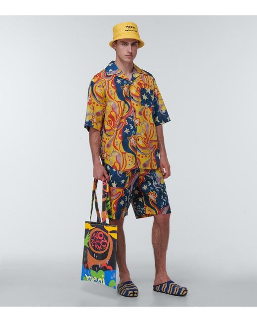 Marni White X No Vacancy Inn Printed Canvas Tote Bag for men