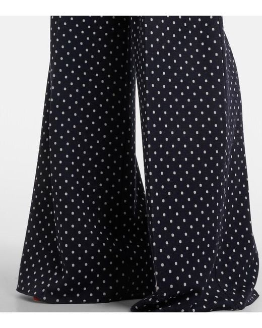 Max Mara Blue Polka-Dot Jersey Wide-Leg Pants