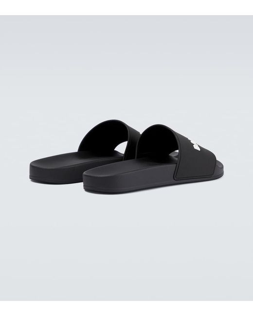 Balenciaga Black Logo Rubber Pool Sliders for men