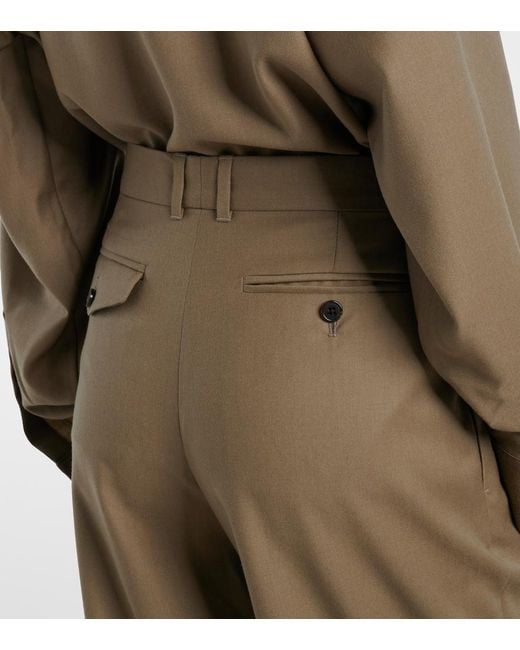 The Row Natural Sorina High-Rise Virgin Wool Pants