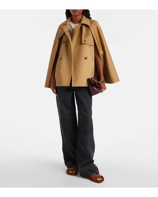 Loewe Natural Caped Double-Breasted Cotton Gabardine Jacket