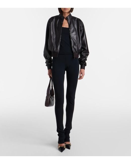 Gucci Black Leather Bomber Jacket