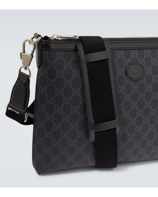 Gucci Black GG Canvas Crossbody Bag for men