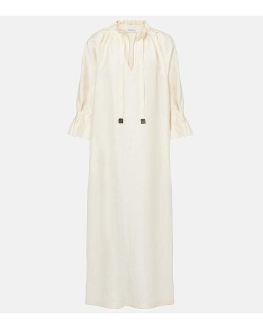 Max Mara White Jene Linen And Silk-Blend Maxi Dress