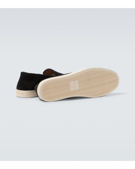 Giorgio Armani Black Galleria 3 Suede Slip-On Shoes for men