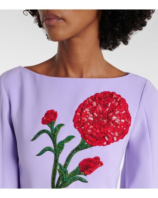 Carolina Herrera Purple Sequined Crepe Gown